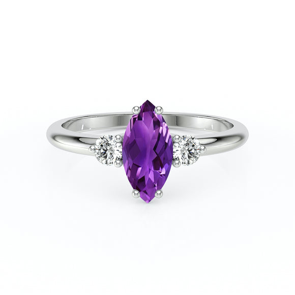 Bague trilogie améthyste et diamant Coucher de Soleil - 11