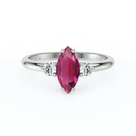 Bague trilogie tourmaline et diamant Coucher de Soleil - 11