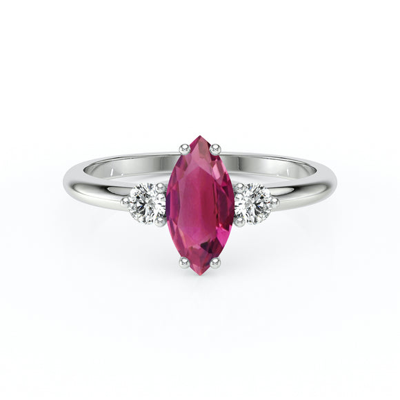 Bague trilogie tourmaline et diamant Coucher de Soleil - 11