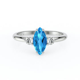 Bague trilogie topaze et diamant Coucher de Soleil - 11