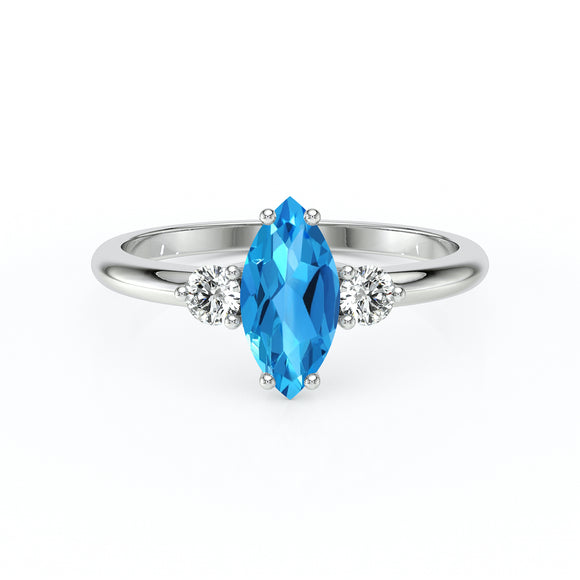 Bague trilogie topaze et diamant Coucher de Soleil - 11