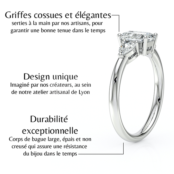 Bague trilogie diamant Coucher de Soleil - 16
