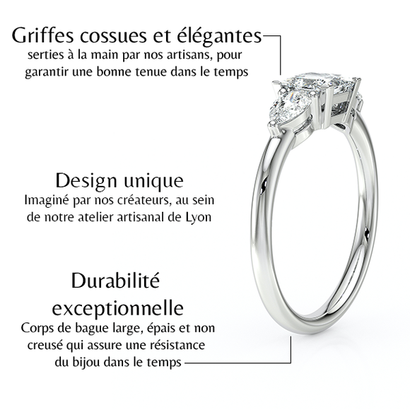 Bague trilogie diamant Coucher de Soleil - 17