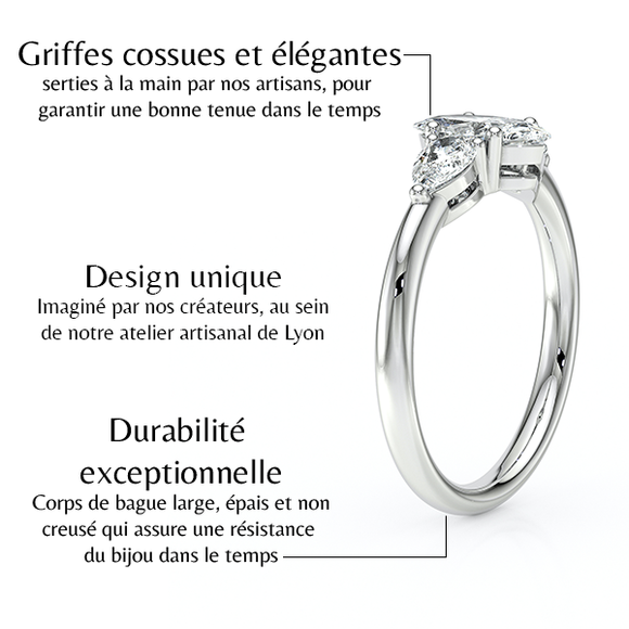 Bague trilogie diamant Coucher de Soleil - 19