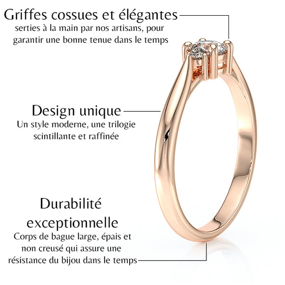 Bague trilogie diamant Coucher de Soleil - 1