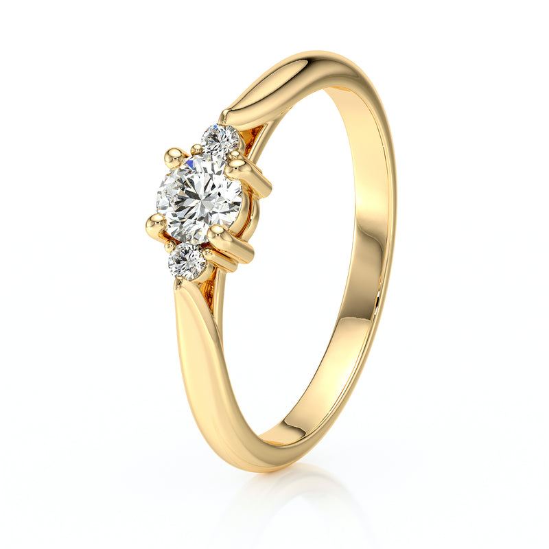 Bague trilogie diamant noir Coucher de Soleil - 1