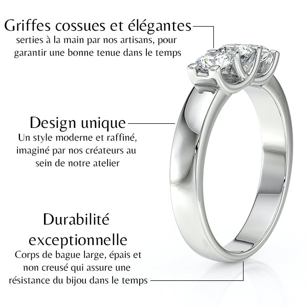 Bague trilogie diamant noir Coucher de Soleil - 2