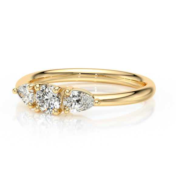 Bague trilogie émeraude et diamant Coucher de Soleil - 5