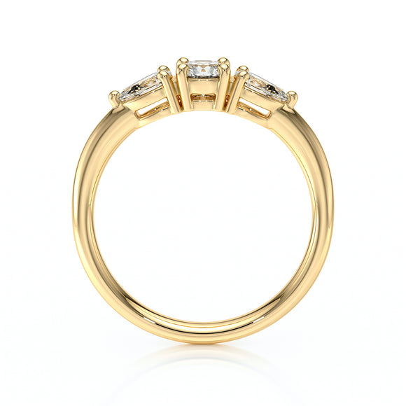 Bague trilogie émeraude et diamant Coucher de Soleil - 5