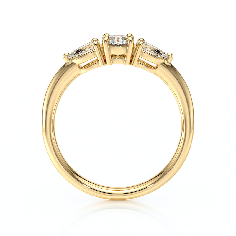 Bague trilogie diamant noir Coucher de Soleil - 5