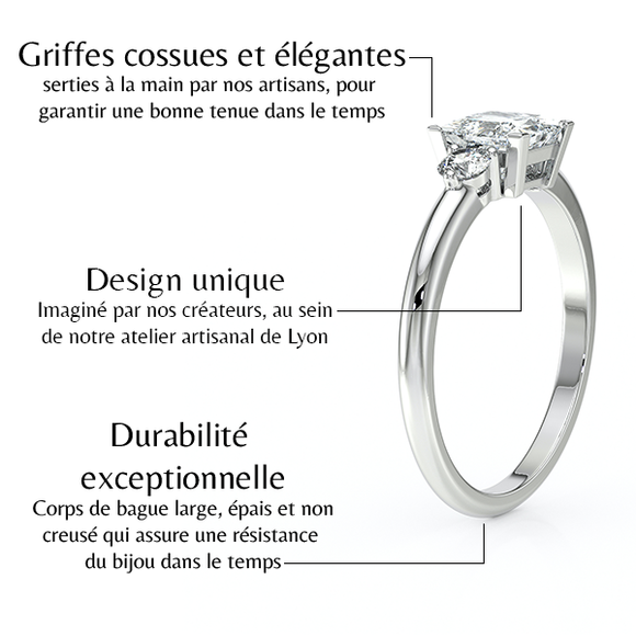 Bague trilogie diamant Coucher de Soleil - 8