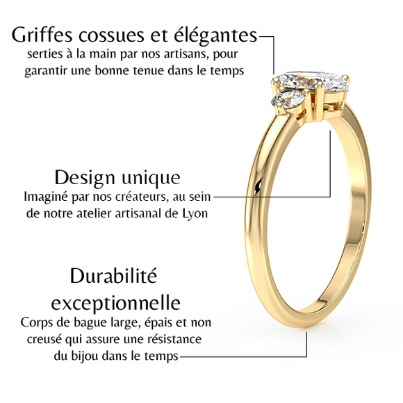 Bague trilogie diamant Coucher de Soleil - 9