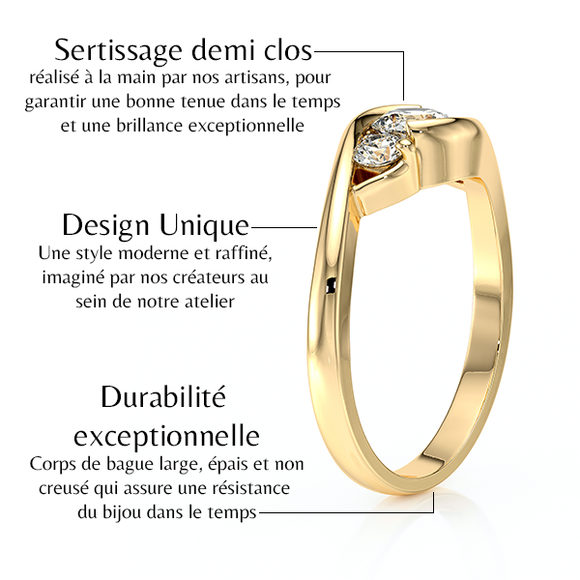 Bague trilogie diamant Premier Pas - 1