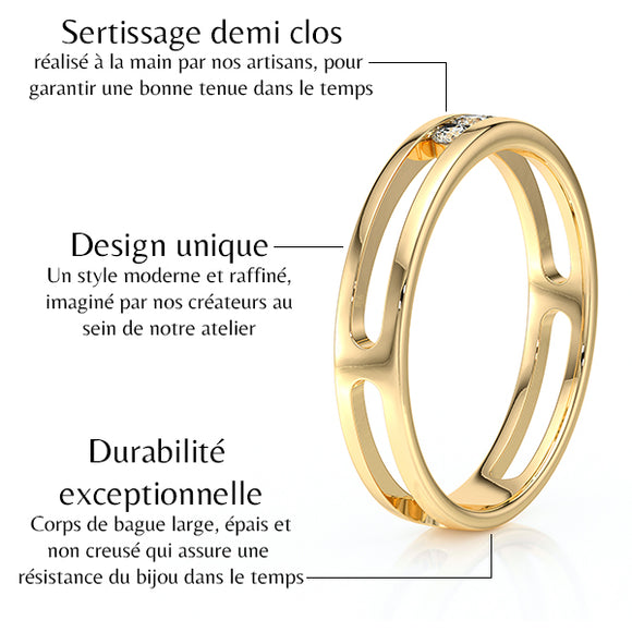 Bague trilogie diamant noir Premier Pas - 3