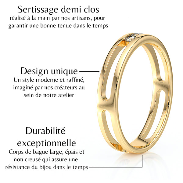 Bague trilogie diamant noir Premier Pas - 3