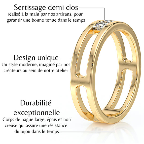 Bague trilogie diamant Premier Pas - 4