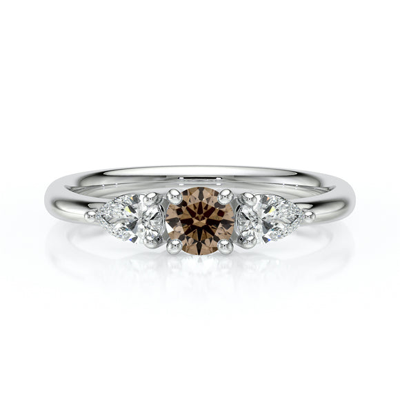 Bague trilogie diamant chocolat Coucher de Soleil - 5