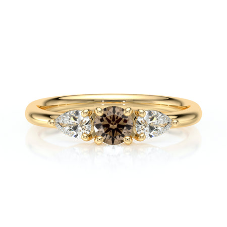 Bague trilogie diamant chocolat Coucher de Soleil - 5