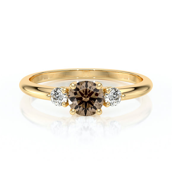 Bague trilogie diamant chocolat Coucher de Soleil - 6