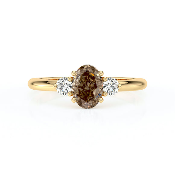 Bague trilogie diamant chocolat Coucher de Soleil - 9