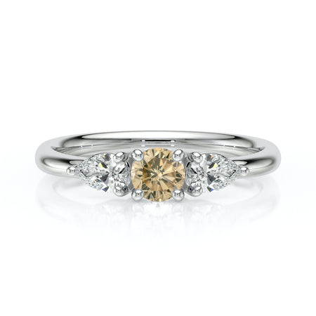 Bague trilogie diamant cognac Coucher de Soleil - 5