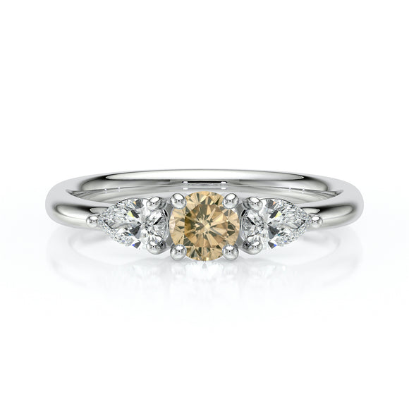 Bague trilogie diamant cognac Coucher de Soleil - 5