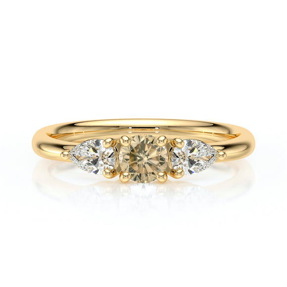Bague trilogie diamant cognac Coucher de Soleil - 5