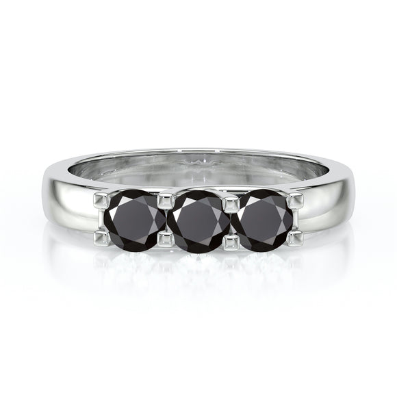 Bague trilogie diamant noir Coucher de Soleil - 2