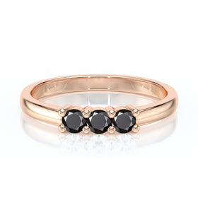 Bague trilogie diamant noir Coucher de Soleil - 3