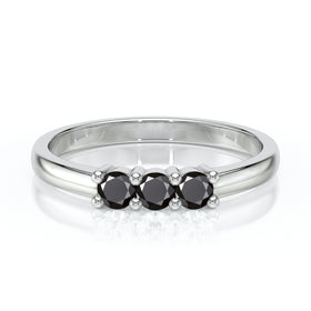 Bague trilogie diamant noir Coucher de Soleil - 3