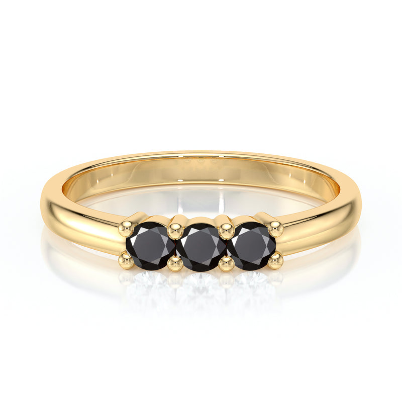 Bague trilogie diamant noir Coucher de Soleil - 3