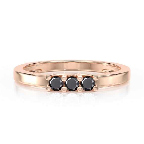 Bague trilogie diamant noir Coucher de Soleil - 4