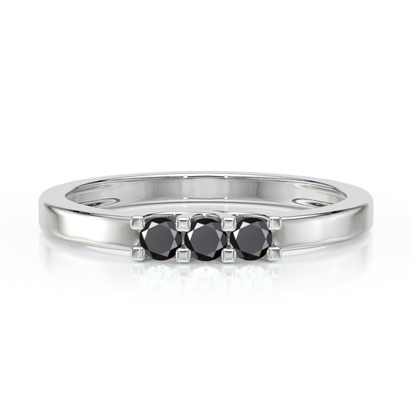 Bague trilogie diamant noir Coucher de Soleil - 4