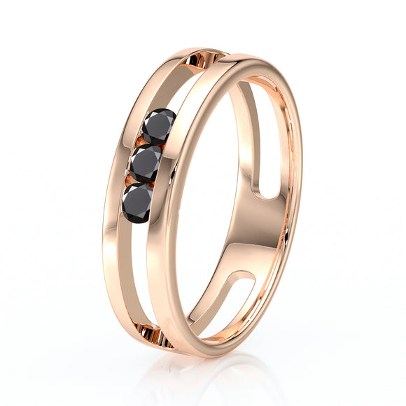 Bague trilogie diamant noir Premier Pas - 2