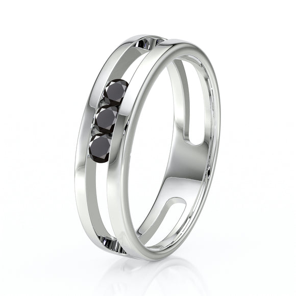 Bague trilogie diamant noir Premier Pas - 2