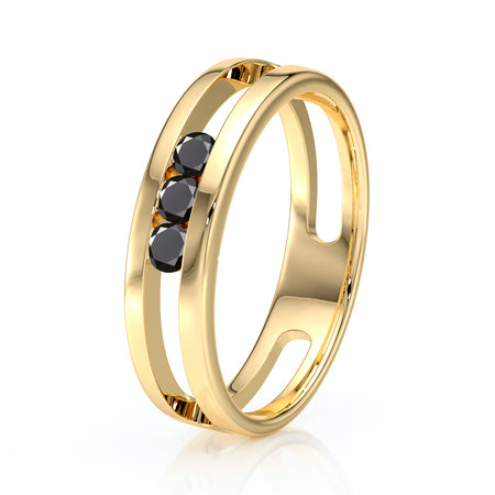 Bague trilogie diamant noir Premier Pas - 2