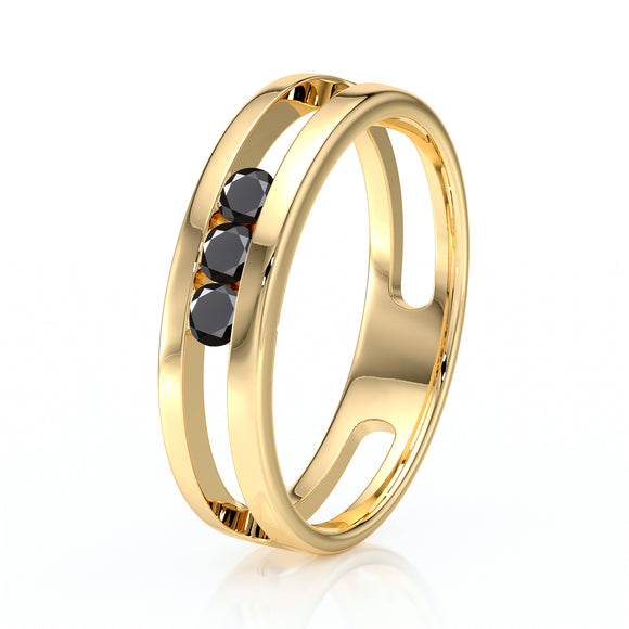 Bague trilogie diamant noir Premier Pas - 2