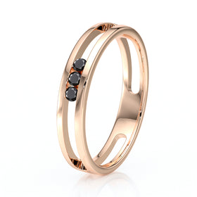 Bague trilogie diamant noir Premier Pas - 3