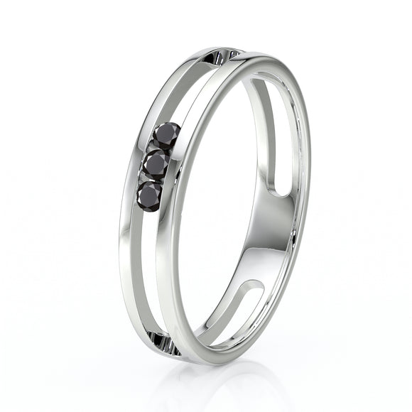 Bague trilogie diamant noir Premier Pas - 3