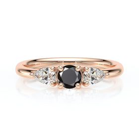 Bague trilogie diamant noir Coucher de Soleil - 5