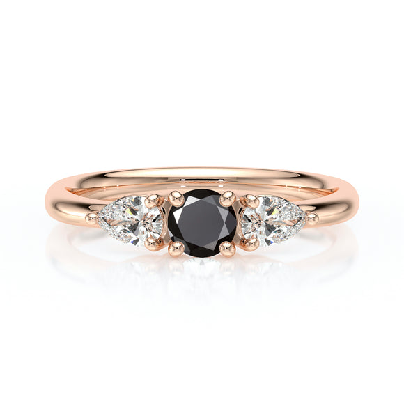 Bague trilogie diamant noir Coucher de Soleil - 5