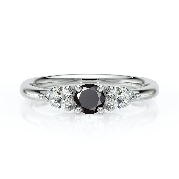 Bague trilogie diamant noir Coucher de Soleil - 5