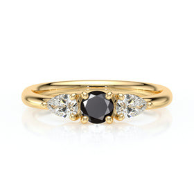 Bague trilogie diamant noir Coucher de Soleil - 5