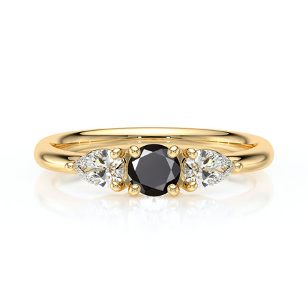 Bague trilogie diamant noir Coucher de Soleil - 5