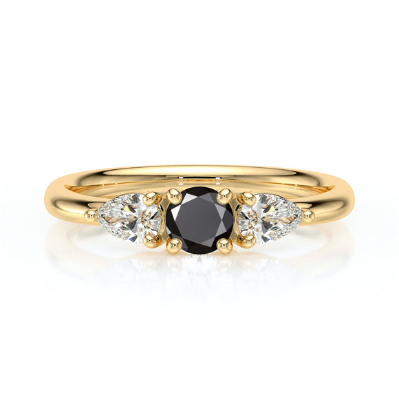 Bague trilogie diamant noir Coucher de Soleil - 5