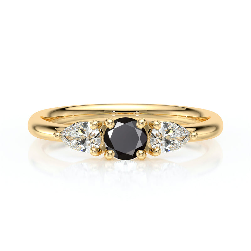 Bague trilogie diamant noir Coucher de Soleil - 5