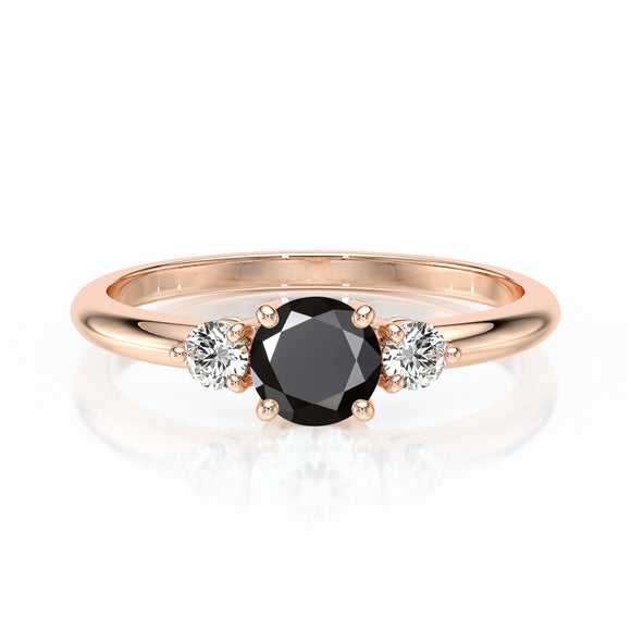 Bague trilogie diamant noir Coucher de Soleil - 6