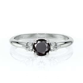Bague trilogie diamant noir Coucher de Soleil - 6
