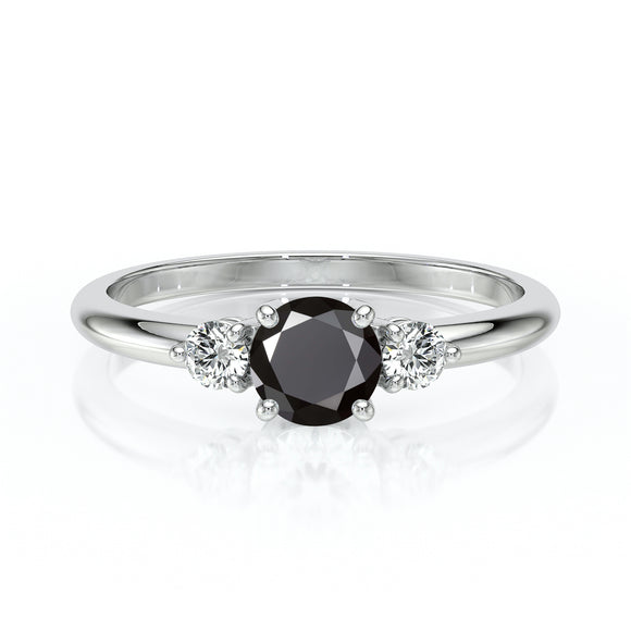 Bague trilogie diamant noir Coucher de Soleil - 6