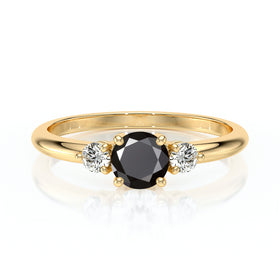 Bague trilogie diamant noir Coucher de Soleil - 6